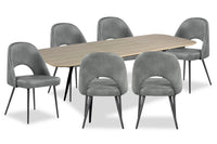  Ensemble de salle à manger Joss 7 pièces en métal avec table, rallonge papillon de 63 po à 86,5 po (L) et 6 chaises Bay - gris