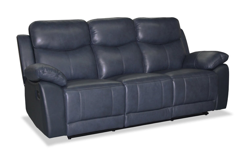 Sofa inclinable Corbin de 84,65 po en cuir véritable de qualité supérieure - bleu