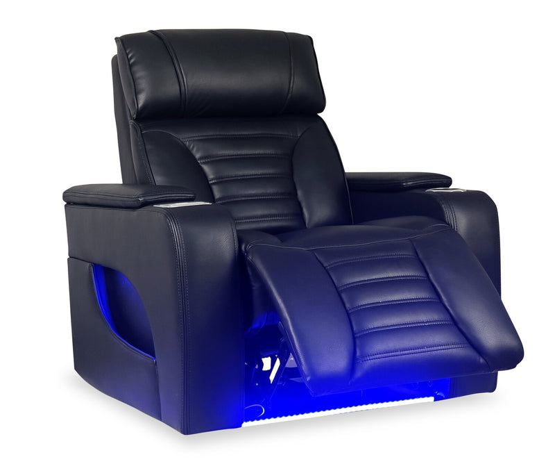Fauteuil de massage à inclinaison électrique Zen de 40 po en similicuir avec appuie-tête électrique et siège chauffant - noir