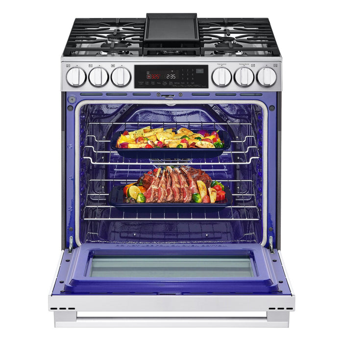 Cuisinière intelligente à gaz encastrée LG de 6,3 pi3 avec friture à air- acier inoxydable résistant aux traces de doigts - LSGL6335X