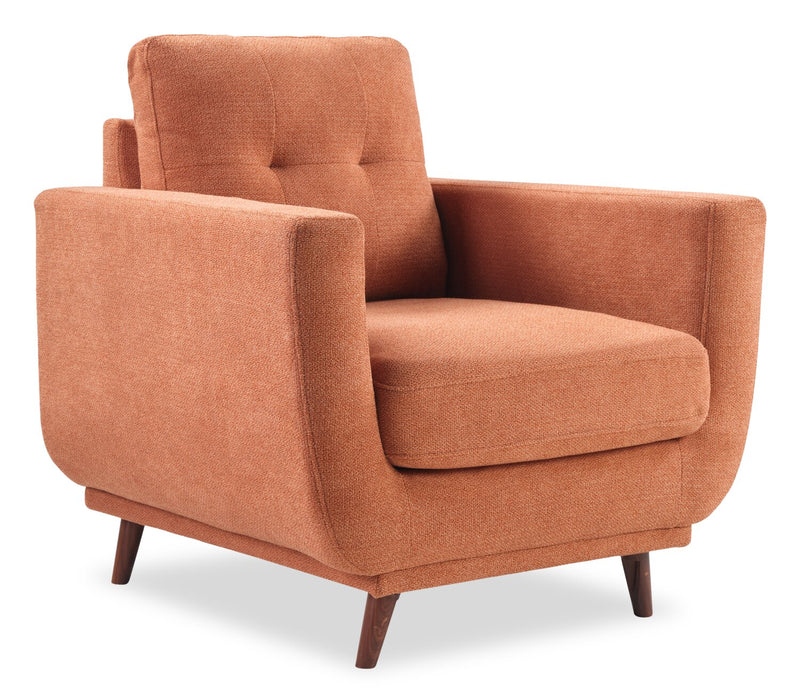 Fauteuil Cosmo de 34 po en tissu avec coussin de dossier capitonné - orangé