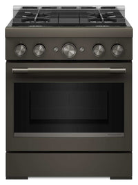 Cuisinière à gaz KitchenAid de 4,1 pi3 avec mode de friture à air sans préchauffage - minerai noir - KFGS930SBE
