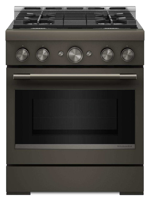 Cuisinière à gaz KitchenAid de 4,1 pi3 avec mode de friture à air sans préchauffage - minerai noir - KFGS930SBE