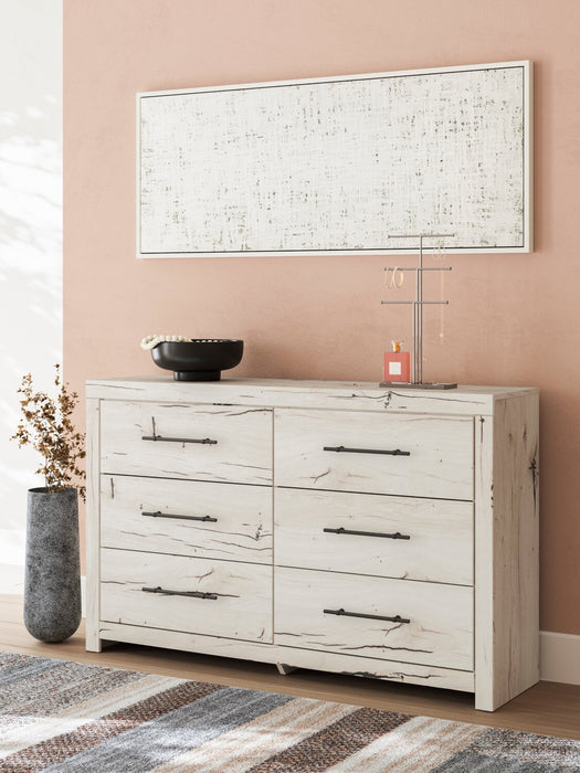 Commode de chambre à coucher Derekson de 58,7 po (L) x 36,5 po (H) à 6 tiroirs - blanc rustique
