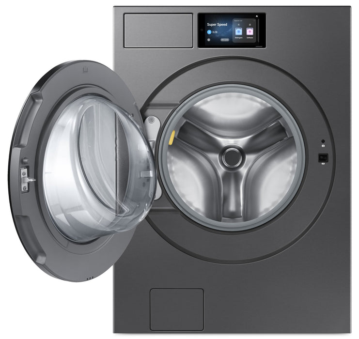 Laveuse Bespoke de Samsung à chargement frontal de 6,1 pi3 avec détecteur de tissu par IA - acier foncé - WF90F53ADSA5
