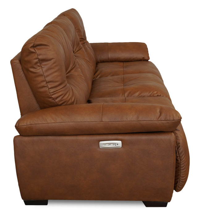 Sofa à inclinaison électrique Bello de 91,7 po en tissu d’apparence cuir - brun