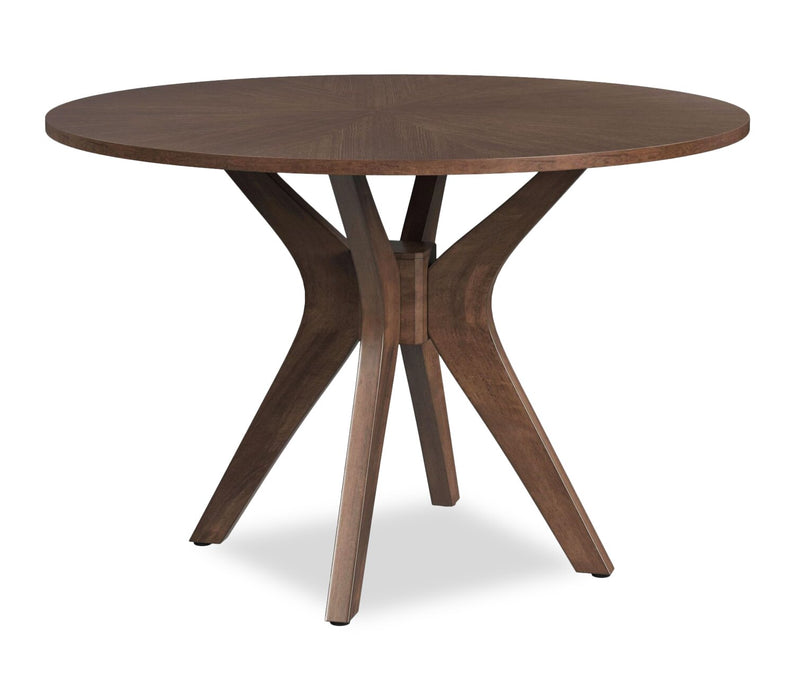 Ensemble de salle à manger Rain 5 pièces avec table ronde de 45 po (L) et 4 chaises bleues - bleu et brun