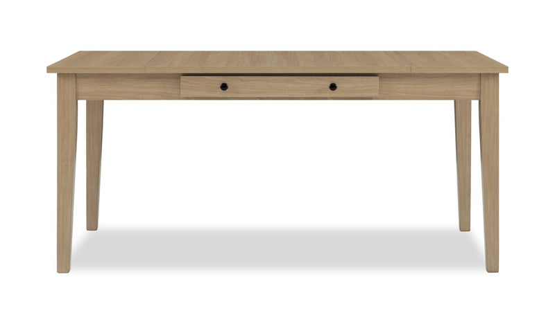 Ensemble de salle à manger Cove 5 pièces en mélamine avec table de 66 po (L), tiroirs de rangement et 4 chaises - naturel et gris