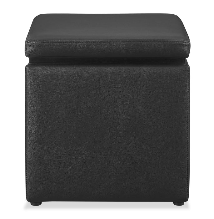 Pouf de rangement carré Manitoba de 18 po en similicuir - noir