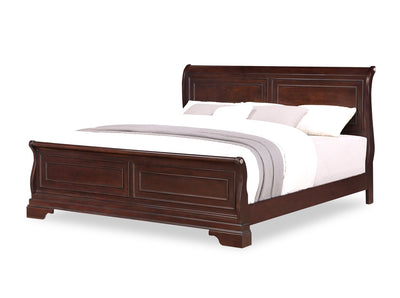 Marco Panel Bed with Headboard & Frame, Cherry Brown - King Size | Lit à panneaux Marco avec tête de lit et cadre de lit, brun cerisier - format très grand lit