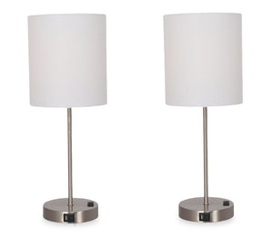 Ensemble 2 lampes de table Chloe de 21 po en métal acier brossé 