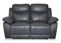  Causeuse inclinable Corbin de 63,39 po en cuir véritable de qualité supérieure - bleue