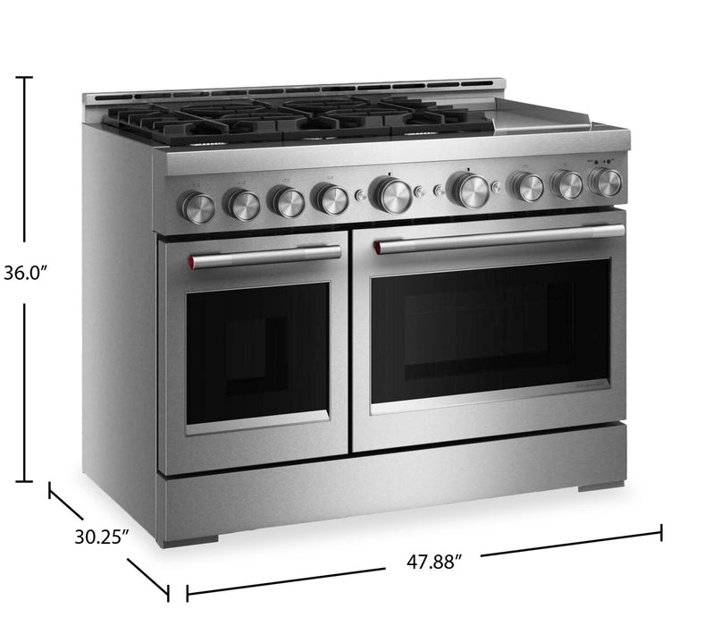 Cuisinière à gaz KitchenAid de 6,3 pi³ de style commercial à 6 brûleurs - acier inoxydable - KFGD948SSS