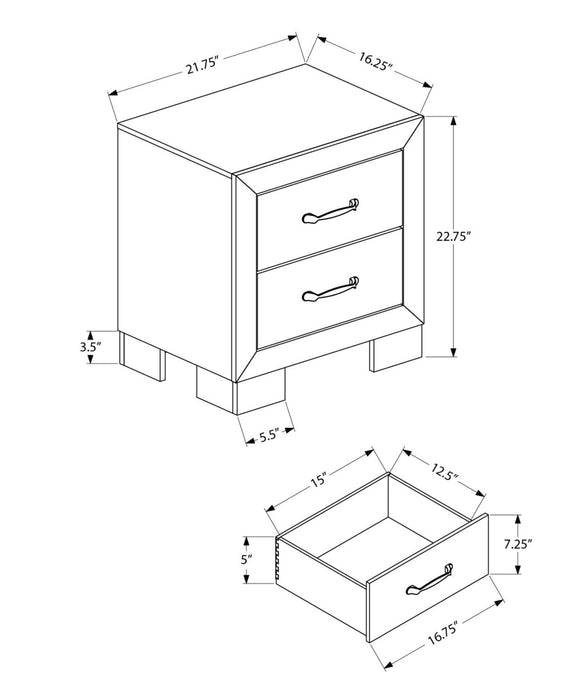 Table de nuit Ethan de 22 po (L) x 23 po (H) à 2 tiroirs - brun rustique