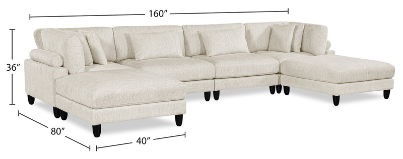 Sofa sectionnel modulaire Lounge 6 pièces en chenille - beige 