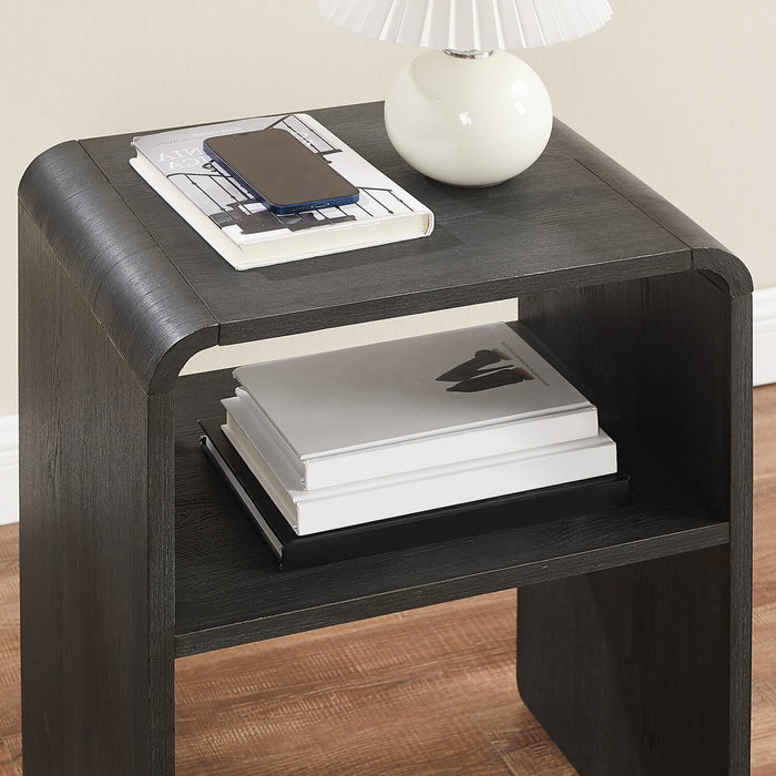 Table de nuit Odin de 18 po (l) x 25,75 po (H) avec tablette de rangement - noire