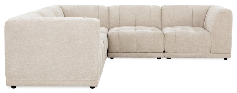Sofa sectionnel modulaire Oaklyn 5 pièces en tissu avec coussins de siège capitonnés - beige