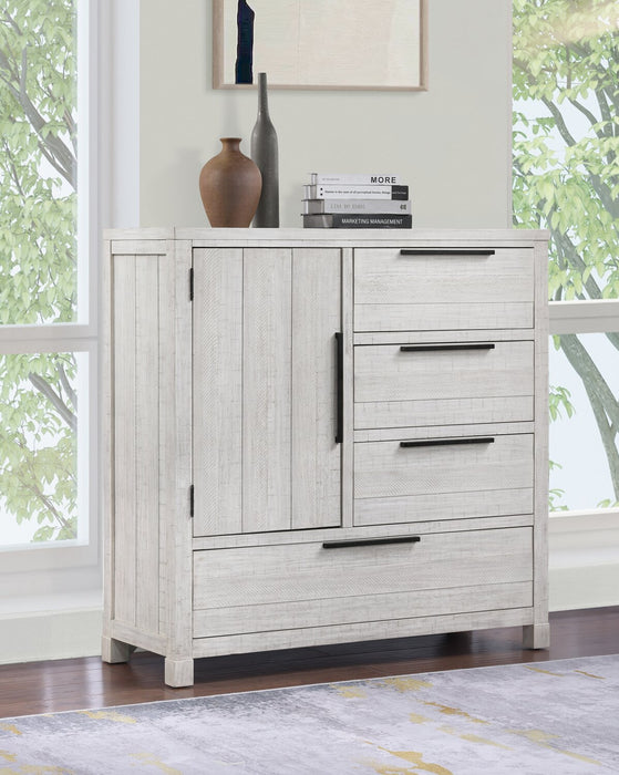 Commode verticale de chambre à coucher Haven de 48 po (L) x 48 po (H) à 4 tiroirs avec armoire de rangement - blanche