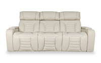  Sofa de massage à inclinaison électrique Zen de 86 po en tissu d’apparence cuir avec appuie-têtes électriques et console rabattable - abricot