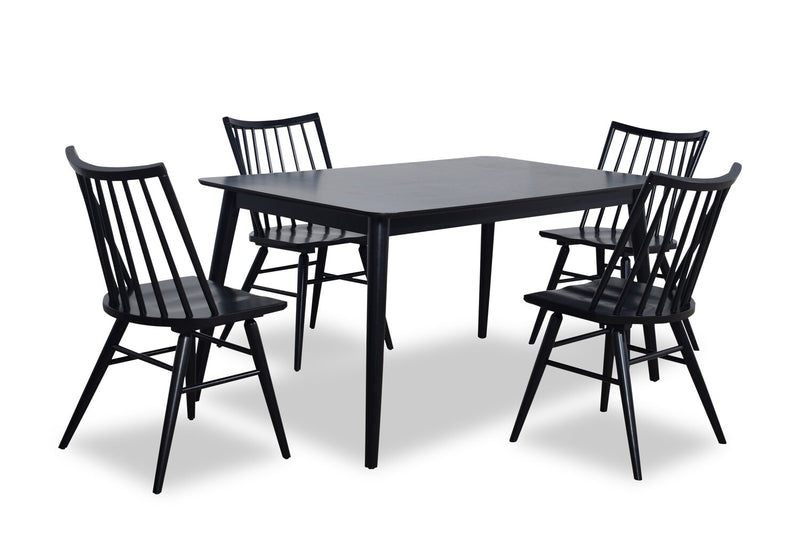 Chaise de salle à manger Astro avec dossier à barreaux en forme de fuseau courbé - noire