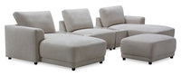  Sofa sectionnel modulaire de gauche Voyage 6 pièces en tissu avec console et pouf - beige