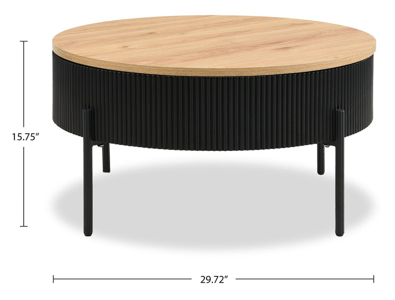 Table à café Trove de 29,72 po avec dessus coulissant et rangement - noir