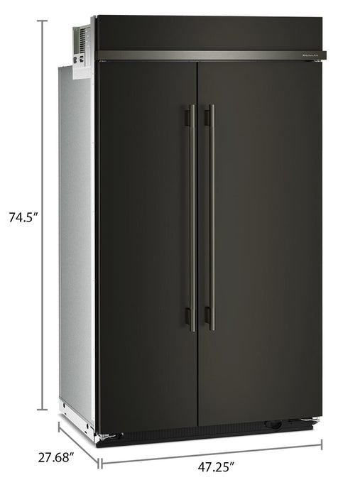 Réfrigérateur encastré KitchenAid de 29,4 pi3 et de 48 po à compartiments juxtaposés - minerai noir - KBSN748SBE
