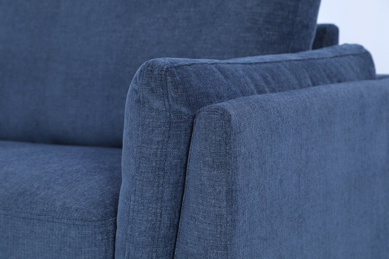 Sofa sectionnel de gauche Zara 2 pièces en tissu avec fauteuil long et pattes en bois - bleu marine