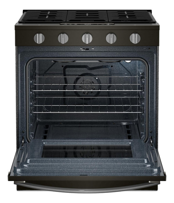 Cuisinière à gaz Whirlpool de 5 pi³ et de 30 po avec cuisson à air - noir sur acier inoxydable - WSGS5030SV