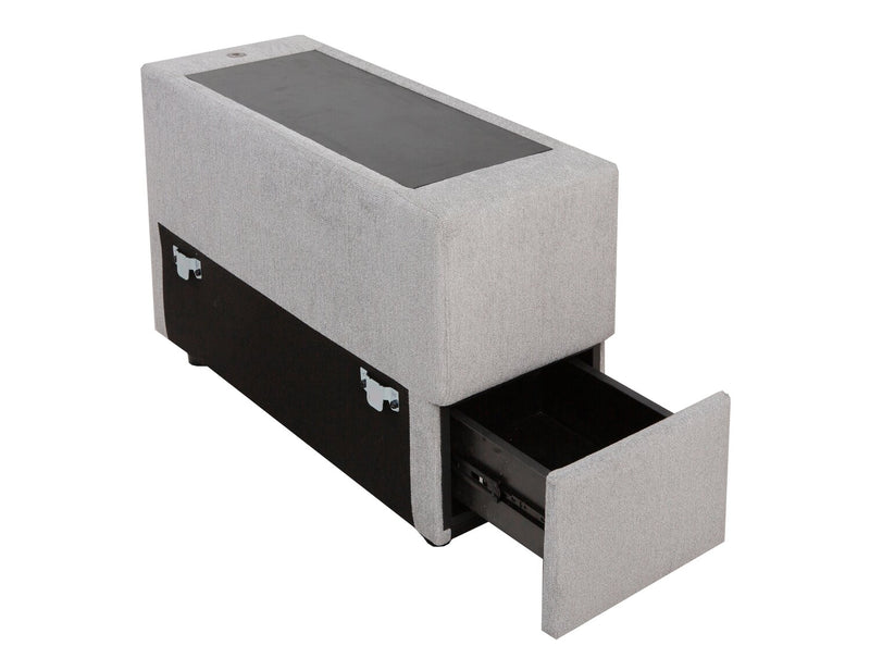 Sofa sectionnel de gauche Vault 6 pièces avec causeuse-lit, 3 fauteuils de rangement et fauteuil long de rangement - gris