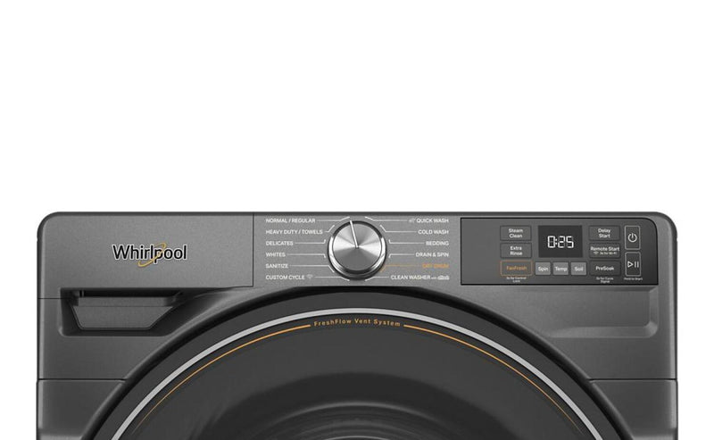 Laveuse intelligente Whirlpool à chargement frontal de 5,2 pi³ avec système de ventilation FreshFlowMC - noir volcan - WFW5720RU