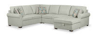  Sofa-lit sectionnel de droite Haven de Scott Living 4 pièces en tissu de chenille avec fauteuil long de rangement - bleu écume de mer