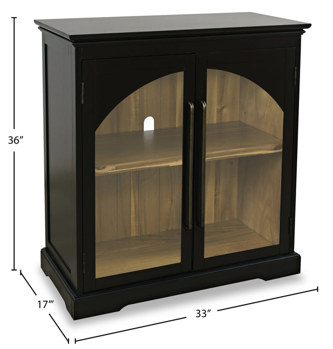 Armoire décorative Twyla en bois massif avec portes arquées - noire