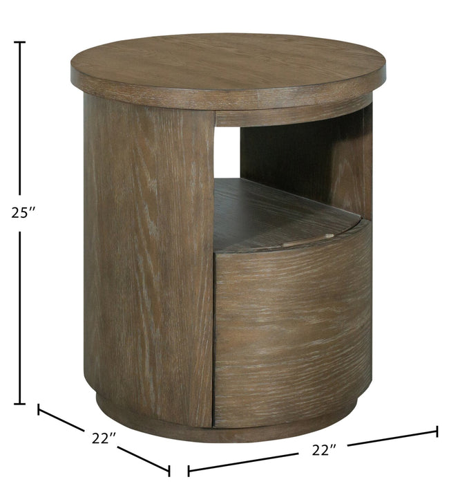 Table de bout moderne ronde Eldon de 22 po en bois massif avec rangement - marsouin