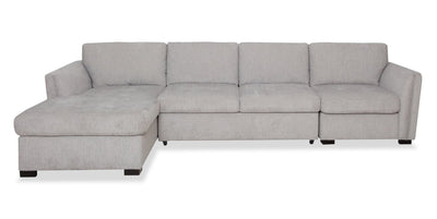 Vault 3-Piece Left-Facing Sectional with Sofa Bed Loveseat, Storage Chaise and Storage Chair - Grey | Sofa sectionnel de gauche Vault 3 pièces avec causeuse-lit, fauteuil long de rangement et fauteuil de rangement - gris