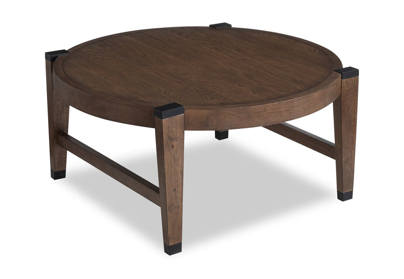 Table à café ronde Gordon de 38 po en bois massif - brune