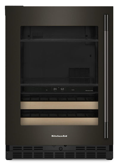 KitchenAid 24" Beverage Centre with Wood-Front Racks – Black Ore - KUBL524SBE | Refroidisseur à boissons KitchenAid de 24 po avec grilles à devant en bois - minerai noir - KUBL524SBE