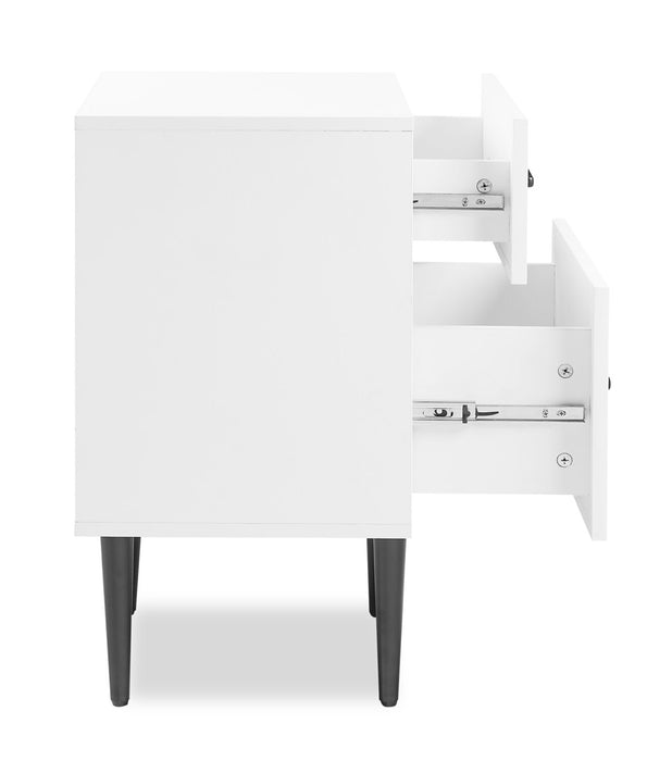 Table de nuit Brax de 18 po (l) x 25,75 po (H) à 2 tiroirs - blanche