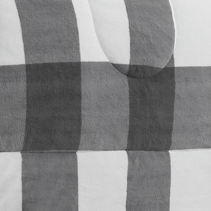 Ensemble d’édredon Henrick 3 pièces en sherpa pour grand lit - gris 