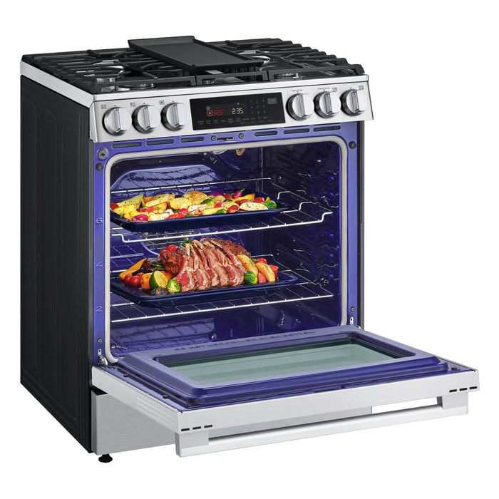 Cuisinière intelligente à gaz encastrée LG de 6,3 pi3 avec friture à air- acier inoxydable résistant aux traces de doigts - LSGL6335X