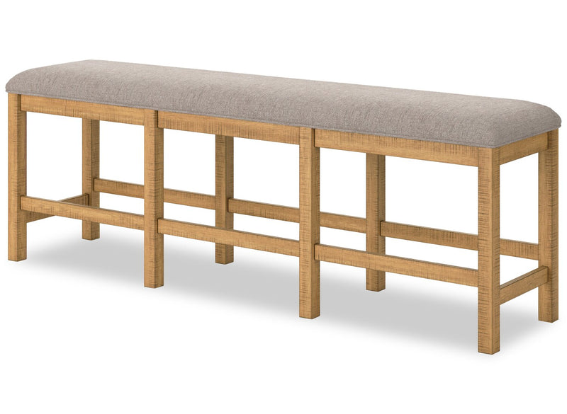 Ensemble de salle à manger Archer 6 pièces de hauteur comptoir avec table à rallonge, 72 po à 108 po, banc et 4 chaises - brun clair
