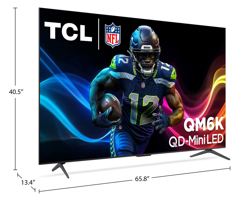 Téléviseur intelligent QLED TCL de série QM61K UHD 4K de 75 po avec Google TVMC et mini DEL QD (75QM61K)