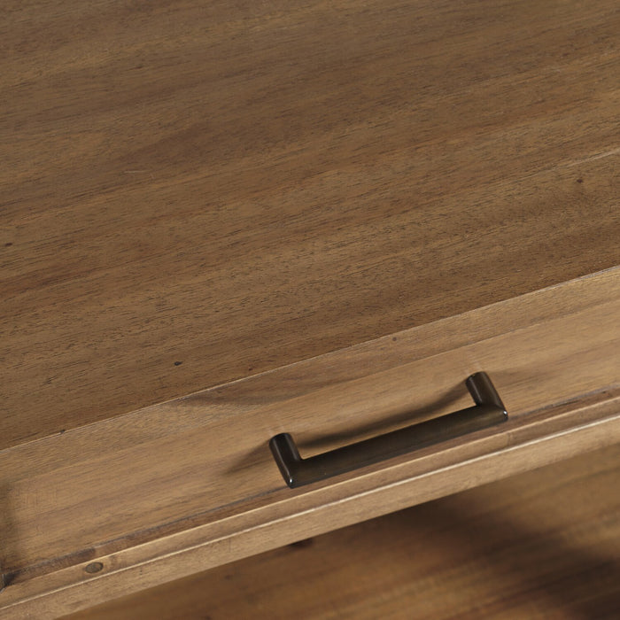 Table de bout rustique Nathan de 24 po avec rangement et tablette - brun clair