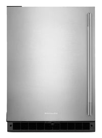  Réfrigérateur KitchenAid de 24 po sous le comptoir à panneau personnalisable - noir et acier inoxydable - KURL124SSB
