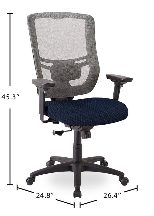 Chaise de bureau Dante de Tempur-Pedic de 26,4 po - bleue marine avec dossier à mailles