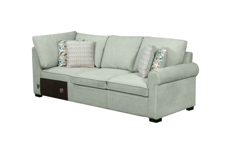 Sofa-lit sectionnel enveloppant de gauche Haven de Scott Living 3 pièces en tissu de chenille - bleu écume de mer 