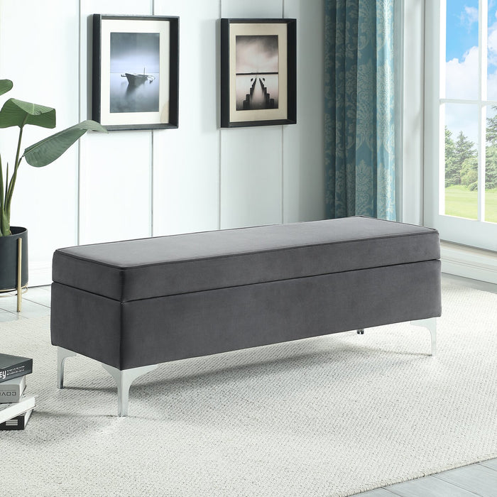 Pouf de rangement Vivienne de 47,25 po en tissu - gris