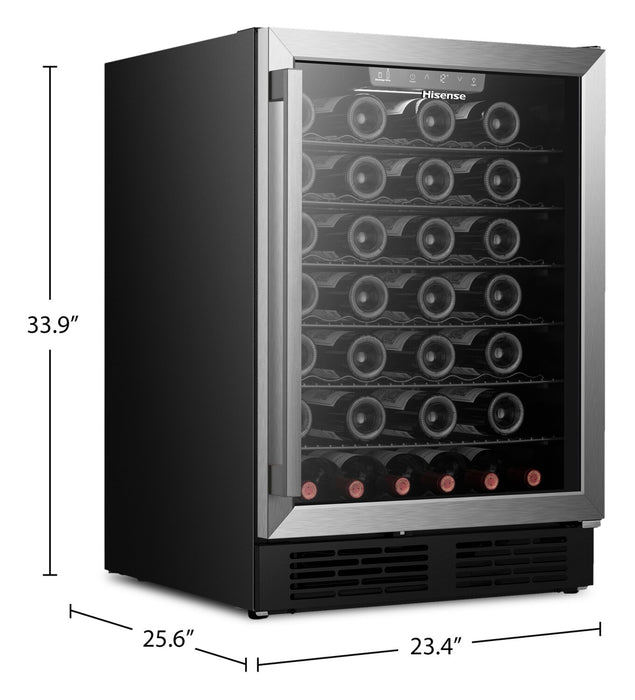 Refroidisseur hybride à boissons et à vin Hisense de 5,4 pi3 pour 54 bouteilles avec porte réversible - noir - HWS054B1ASD