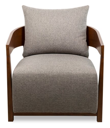 Fauteuil d’appoint Amor 28,54 po en tissu avec accoudoirs et pattes en bois - gris