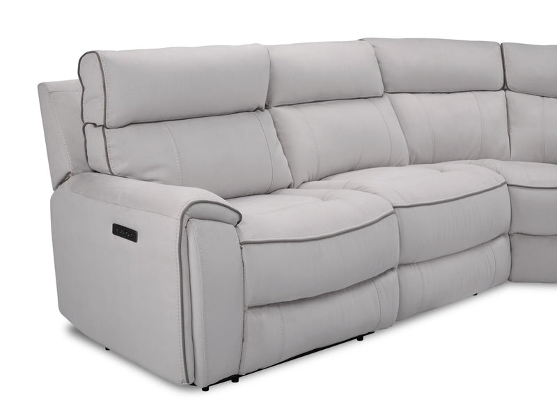 Sofa sectionnel de droite à inclinaison électrique Newport de Cindy Crawford Home 6 pièces en suédine - gris
